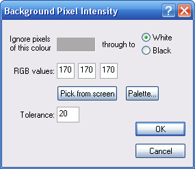 Identify Background Pixel Intensity Dialog