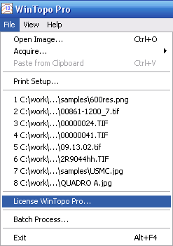 WinTopo Pro File menu