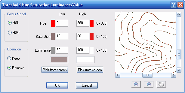 Threshold HSV/HSL Dialog